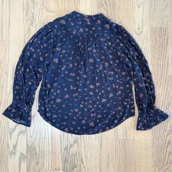 AG Adriano Goldschmied Women's Celeste Floral Navy Blouse Size X-Small - Picture 10 of 13